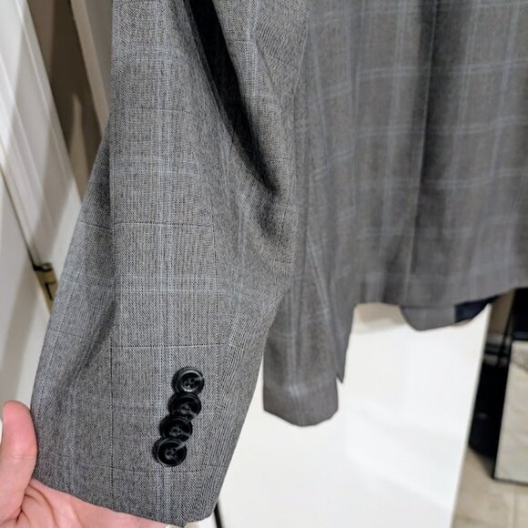 Mens Michael Kors Gray Blue Plaid Sports Blazer Jacket 46L NEW - Picture 9 of 10